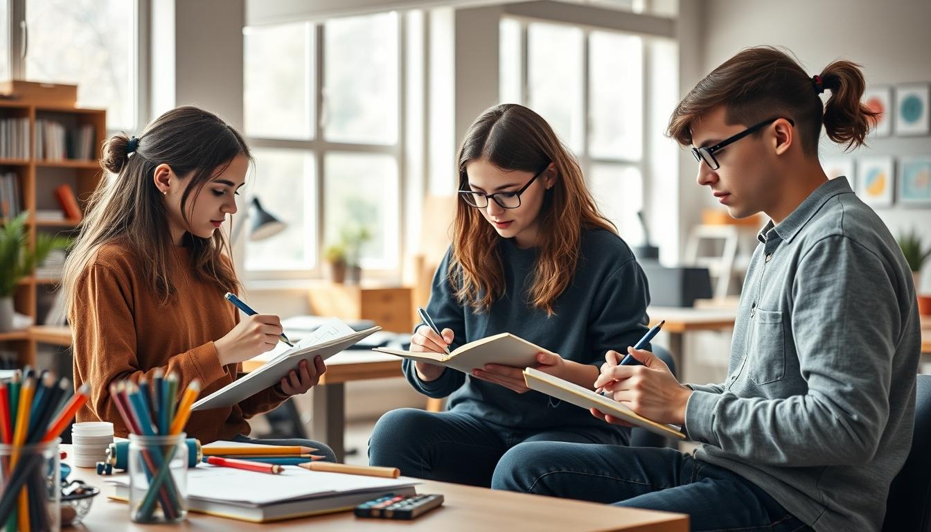 Students working in research laboratory